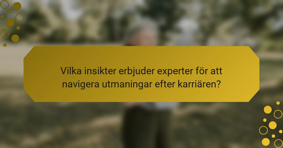 Vilka insikter erbjuder experter för att navigera utmaningar efter karriären?
